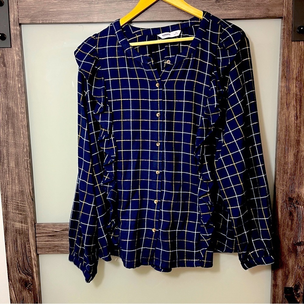 Sonoma Button Up Flannel with Ruffles XXL